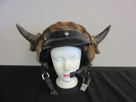 THH Helmet with Mic, Decorated w/ Fur & Horns