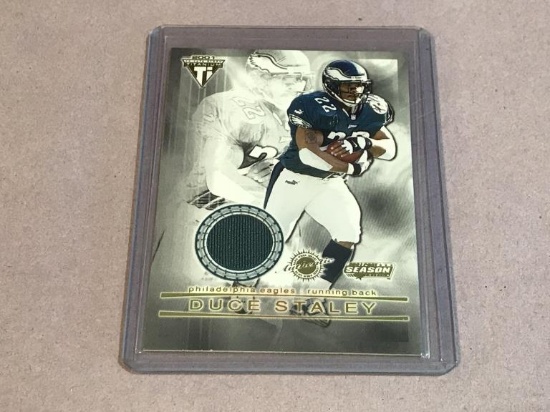 DUCE STALEY Eagles 2002 Pacific JERSEY Insert Card