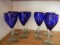 Lot of 8 Cobalt Blue Wine Glasses 7.75