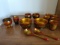 Lot of Russian wood bowls, cups, and spoons