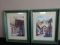Set of two original watercolors in green frames
