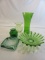 Lot of 5 Green Glass Decorating Items