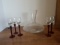 5 ruby-stemmed cordial glasses with glass decanter