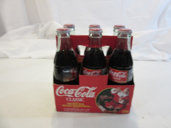 6 Pack of Vintage 1996 Holiday Coca-Cola Bottles