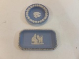 Wedgwood Blue Soap Dish and Saucer Jasper Ware