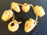 6 Small Native Pottery Vases on a Rope