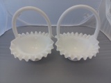 Pair of White Ceramic Basket Shaped Platters 8