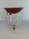 Jozefina Krosno Poland Art Glass Red Bowl