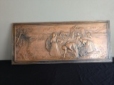 Vintage European copper relief wall art 37x72 cm