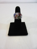 Women's Size 7 Silver-Tone Ring w/ Colorful Stones