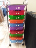 10 Drawer Multi-Colored Storage Cart 3ft High