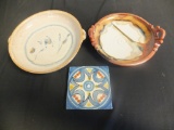 Lot of 2 Ceramic Pans and 1 Ceramic Coaster