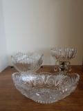 3 crystal serving candy bowls