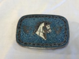 Vintage Horse with inlay western belt buckle