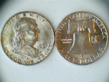 Two 1963 D Franklin Silver Dollars