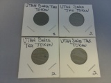 Lot of 4 Utah Sales Tax Tokens