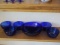 Large Cobalt Blue Glass Bowl & 5 Small Bowls
