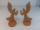 Pair of Wood Angel Candle Holders 11