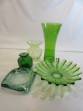 Lot of 5 Green Glass Decorating Items
