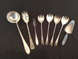 Lot of 8 silver plate serving utensils