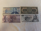 Lot of 4 Banco De Mexico Currency Notes