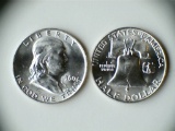 Two 1960-D .90 Silver Franklin Half Dollars