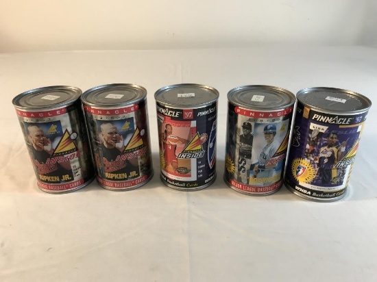 Lot of 5 Pinnale Trading cards in sealed Cans