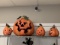 Lot of 4 Halloween carved Pumpkins Metal Decor