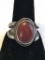 Sterling and Red Stone Trading Post Ring Sz 10