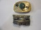 Pair of Belt Buckles '57 Chevy and Green Stone
