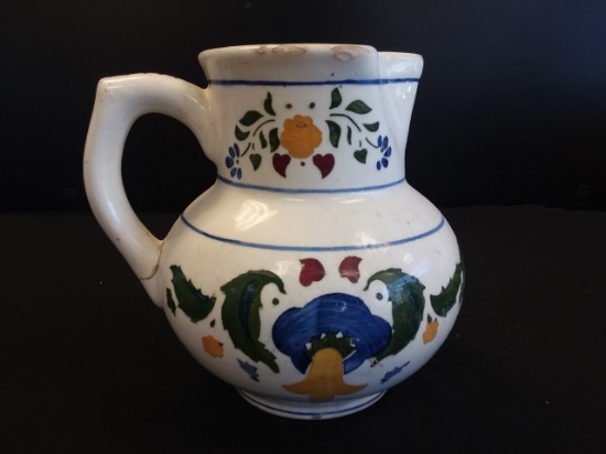 LDBC Ceramic Pitcher with Floral Design 7.5" Tall