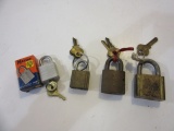 Lot of 4 Padlocks with Keys
