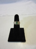 Green and clear CZ 14K Gold Ring 