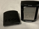 Zippo EVIL Chrome Windproof Lighter NEW with case