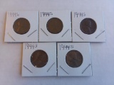 Lot of 5 1944-S Wheat Pennies