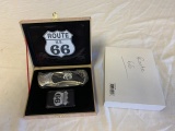 Rounte 66 Lighter and Pocket Knife with case NEW