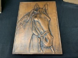 Vintage Copper Art Horse Picture Mid Century