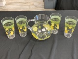 Lemonade pitcher with 4 Glasses