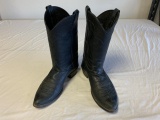 Justin Black Leather Western Cowboy Boots Sz 11.5