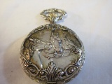 Brodex 3-Horse Silver Toned Pocket Watch