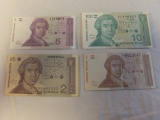 Lot of 4 1711-1787 Croatian Currency Notes