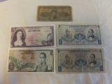 Lot of 5 Banco De Republica of Columbia Banknotes