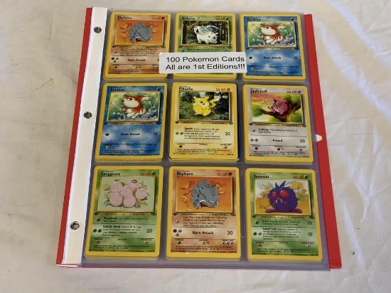 Lot of 100 1st Edition POKEMON Trading Cards
