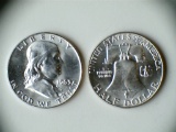 Two 1963-D .90 Silver Franklin Half Dollars