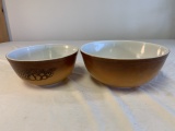 Lot of 2 Vintage PYREX Brown Mixing Bowls