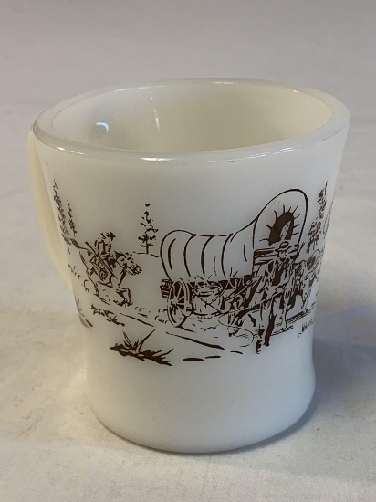 Vintage Fire King DAVY CROCKETT Milk Glass Cup