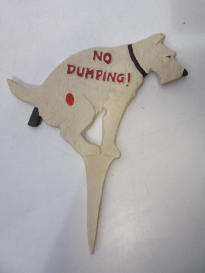 "No Dumping!" Ceramic Dog Yard Sign 12.5"x10"