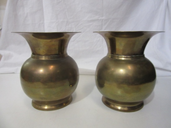 Pair of 8" Tall Vintage Brass Spittoons