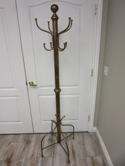 Brass Coat and Hat Hanger w/ 8 Rungs 6ft Tall