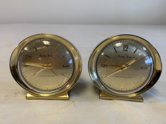 Lot of 2 Vintage Baby Ben West Clox Alarm Clocks